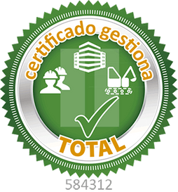 Una insignia verde que dice certificado de gestión total