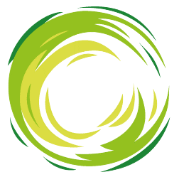 Abstraktes, wirbelndes Muster in Grün und Gelb innerhalb eines Kreises.