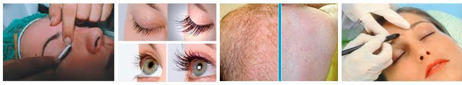 Un collage de fotografías del rostro y el cabello de una mujer.