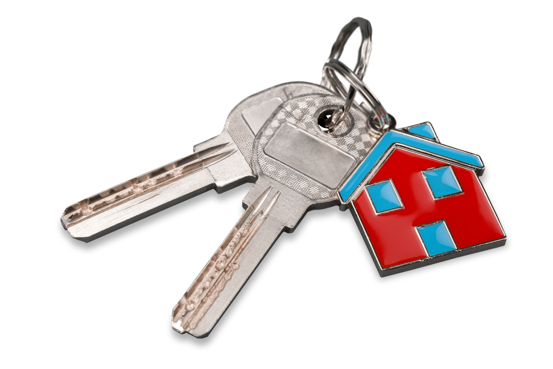 Clés avec un porte-clés en forme de maison.