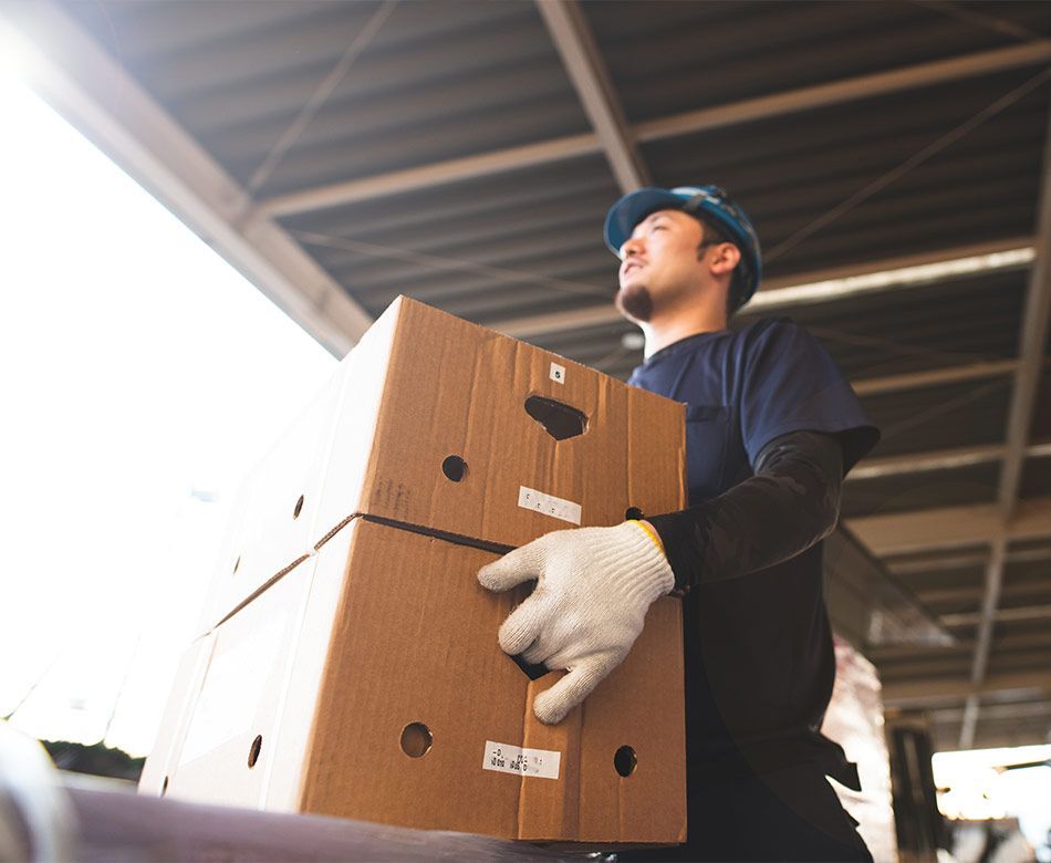 Déménageur portant des cartons