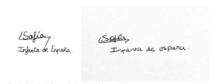 Una carta manuscrita de Sofía Iglesia de España