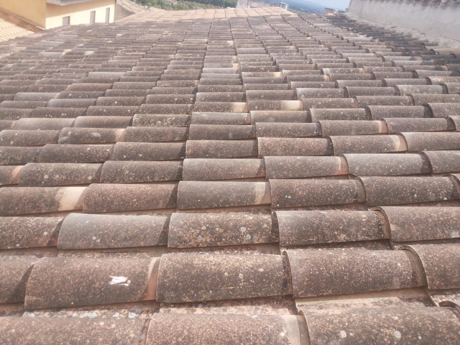 Un techo con muchas tejas.