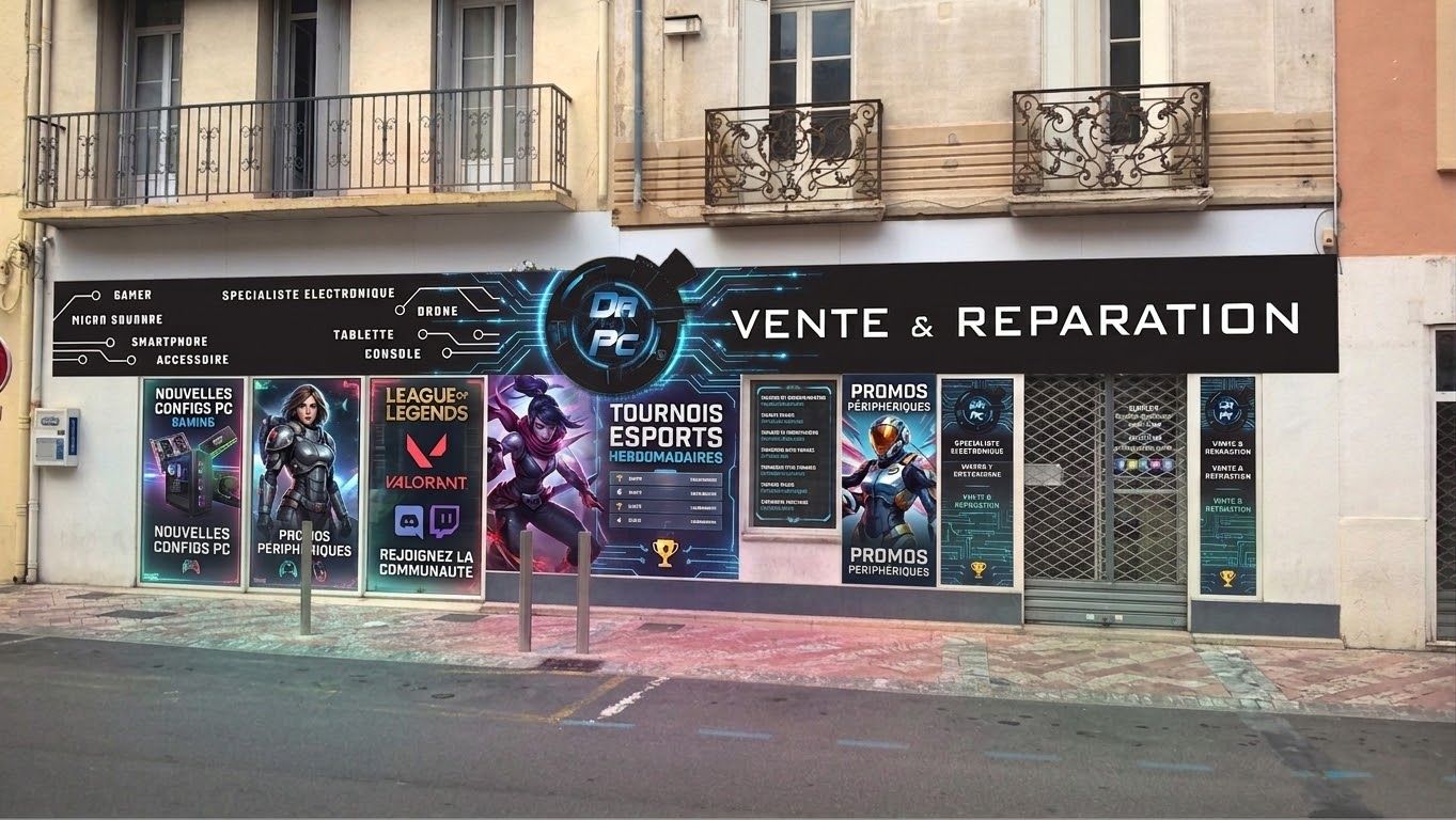 Clavier noir avec touches rétroéclairées bleues et violettes sur fond sombre.