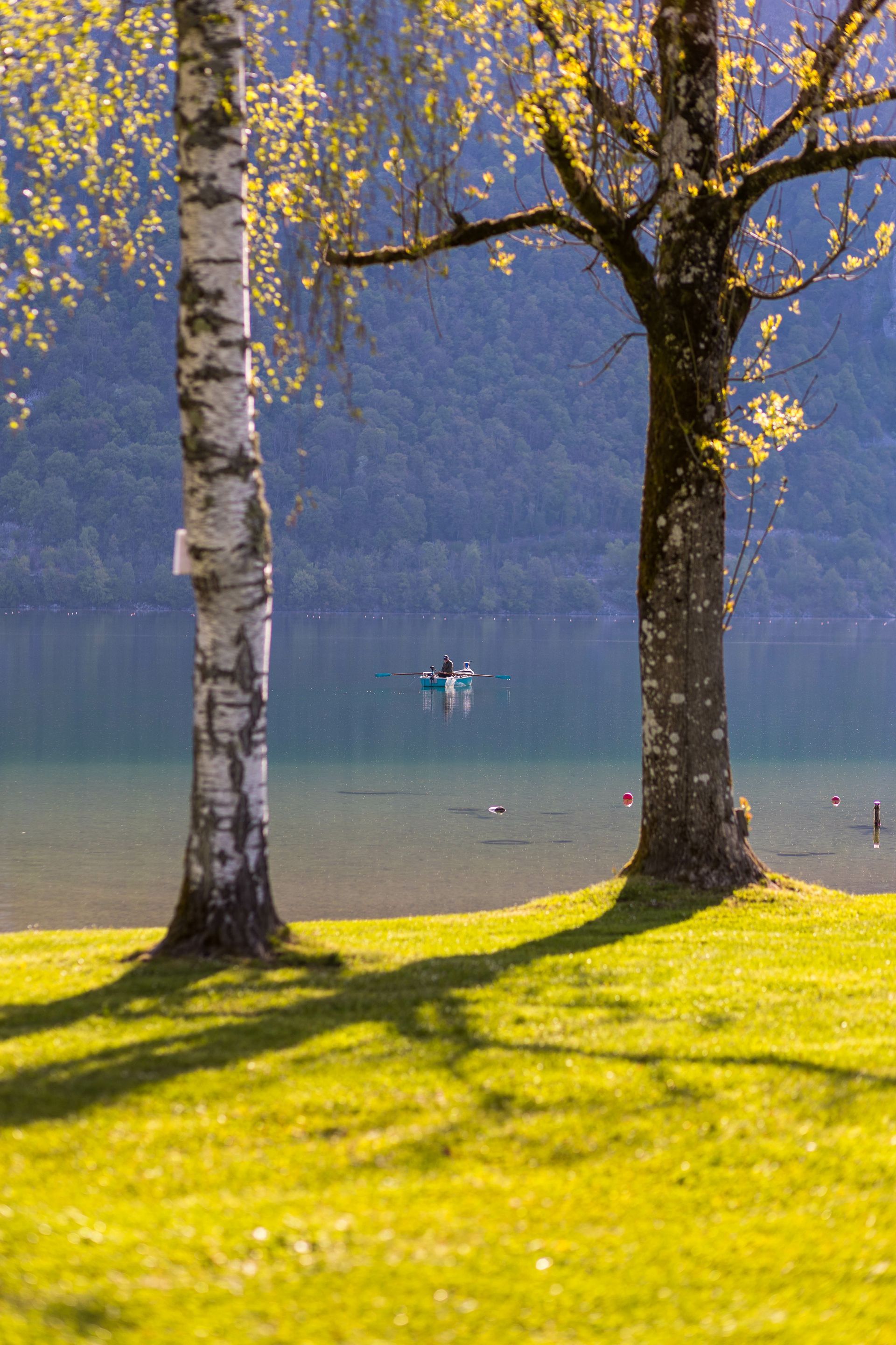 Une personne faisant du kayak sur un lac
