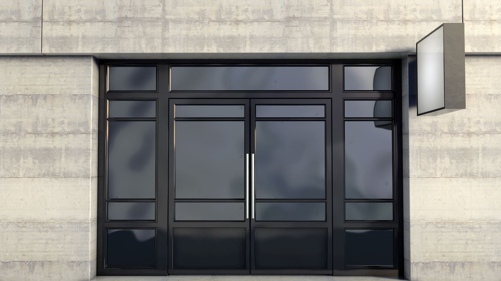 Vitrine de magasin avec une porte double vitrée