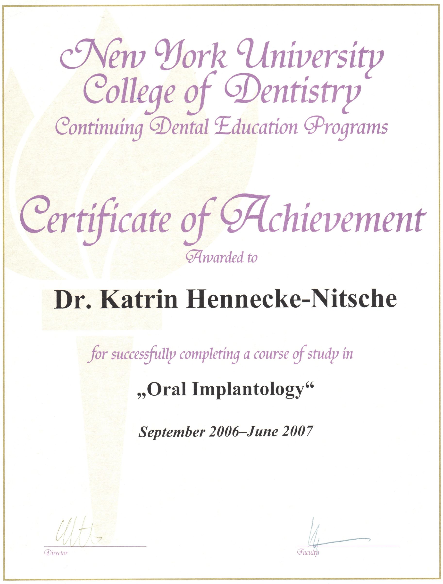 Dr.Hennecke-Nitsche Implantologiezertifikat1