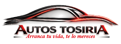 Logotipo de AUTOS TOSIRIA con la silueta de un coche rojo y negro y el eslogan &ldquo;Arranca tu vida, te mereces&rdquo;