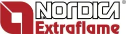 Das Logo von Nordica Extraflame ist rot und schwarz auf weißem Hintergrund.