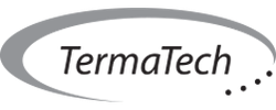 Ein schwarz-weißes Logo für ein Unternehmen namens Termatech.