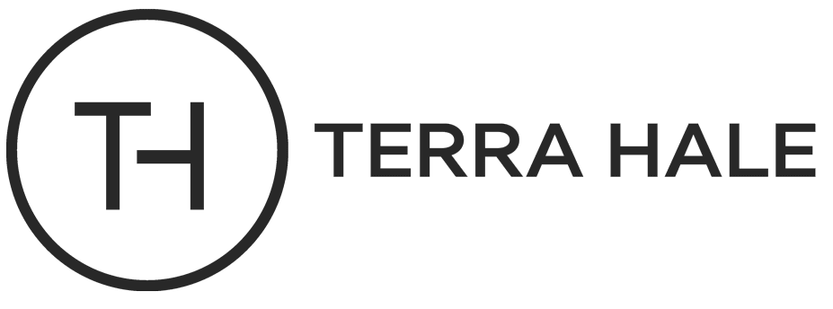 The logo for terra hale is a black and white logo with a circle around it.