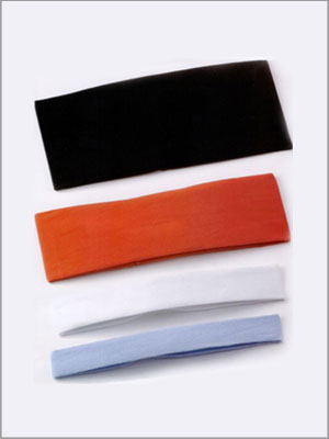 Cuatro diademas de colores: negra, naranja, blanca y azul claro, dispuestas verticalmente.