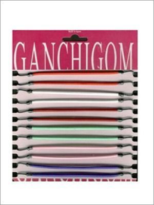 Un paquete de bandas elásticas de colores etiquetadas como "GANCHIGOM".