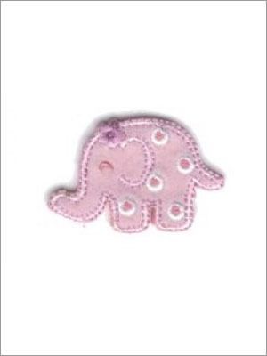 Aplique de elefante de fieltro azul con triángulos dorados.