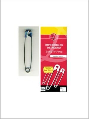 Imperdibles: Un imperdible al lado de un paquete de varios imperdibles de color blanco.