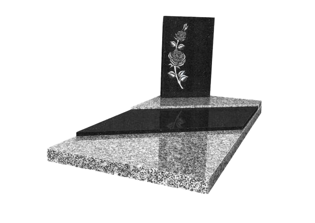Monument noir et gris avec la branche de rosier