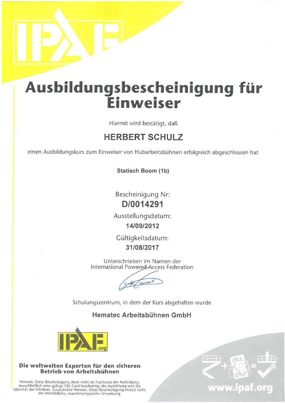 Meisterbrief Rene SChulz