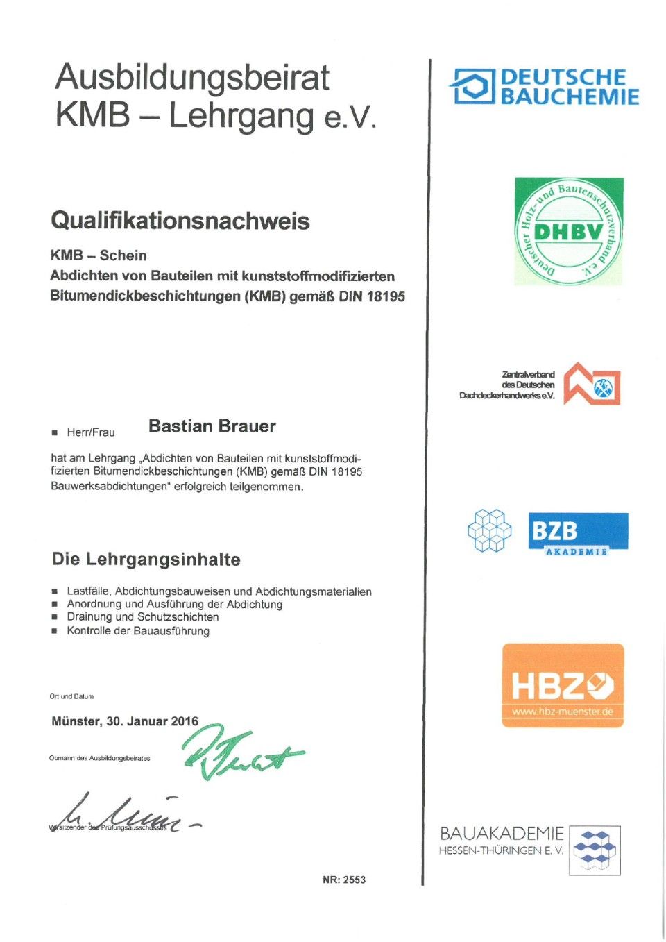 Meisterbrief Rene SChulz