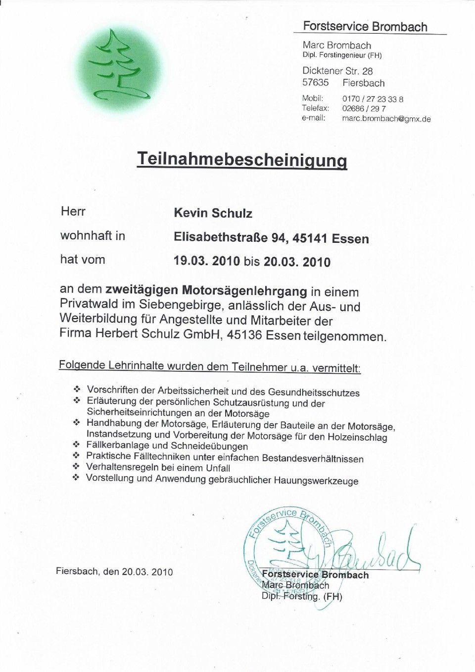 Meisterbrief Rene SChulz