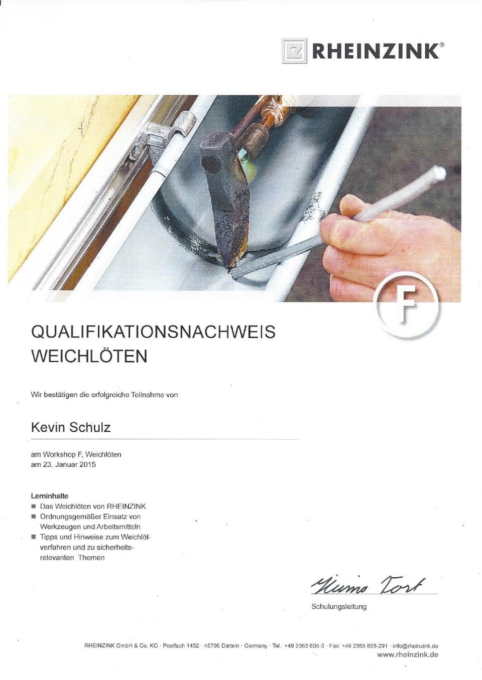 Meisterbrief Rene SChulz