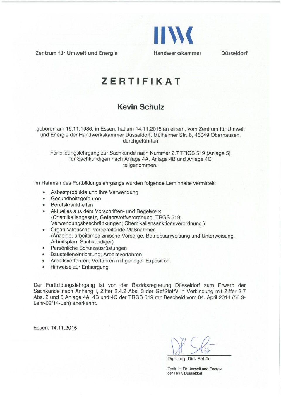 Meisterbrief Rene SChulz