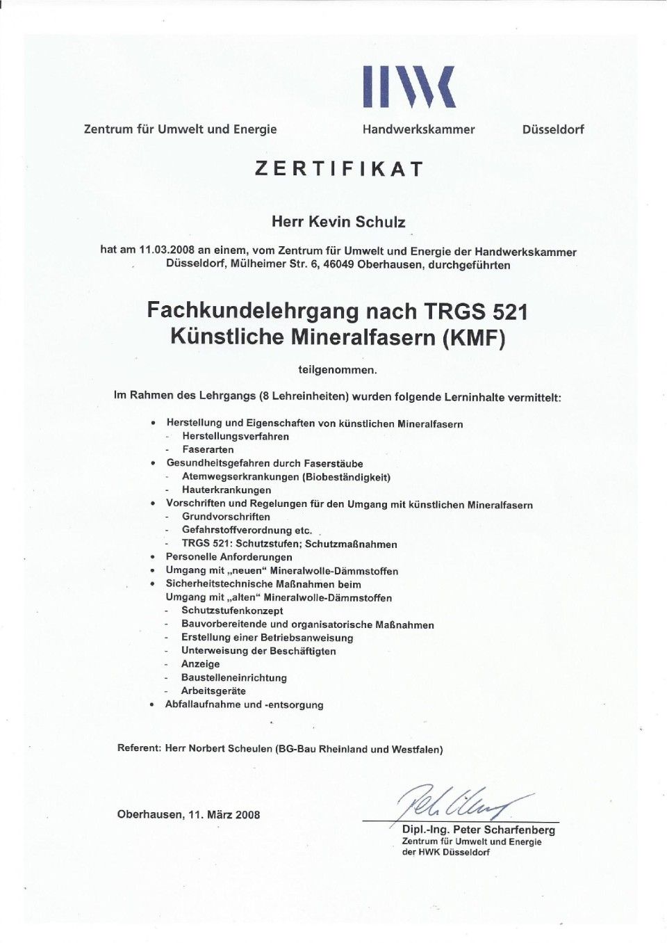 Meisterbrief Rene SChulz