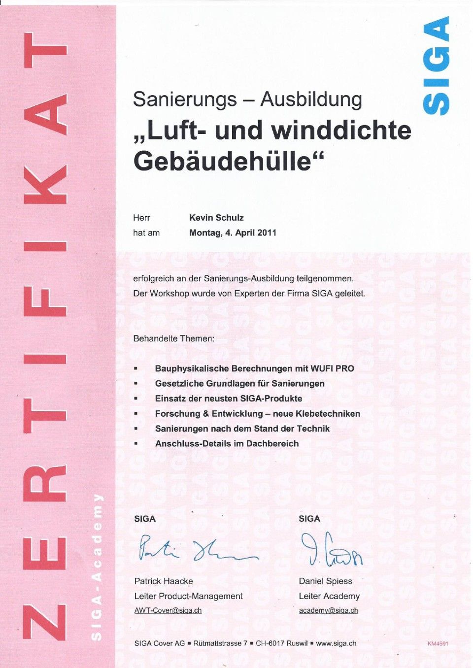 Meisterbrief Rene SChulz