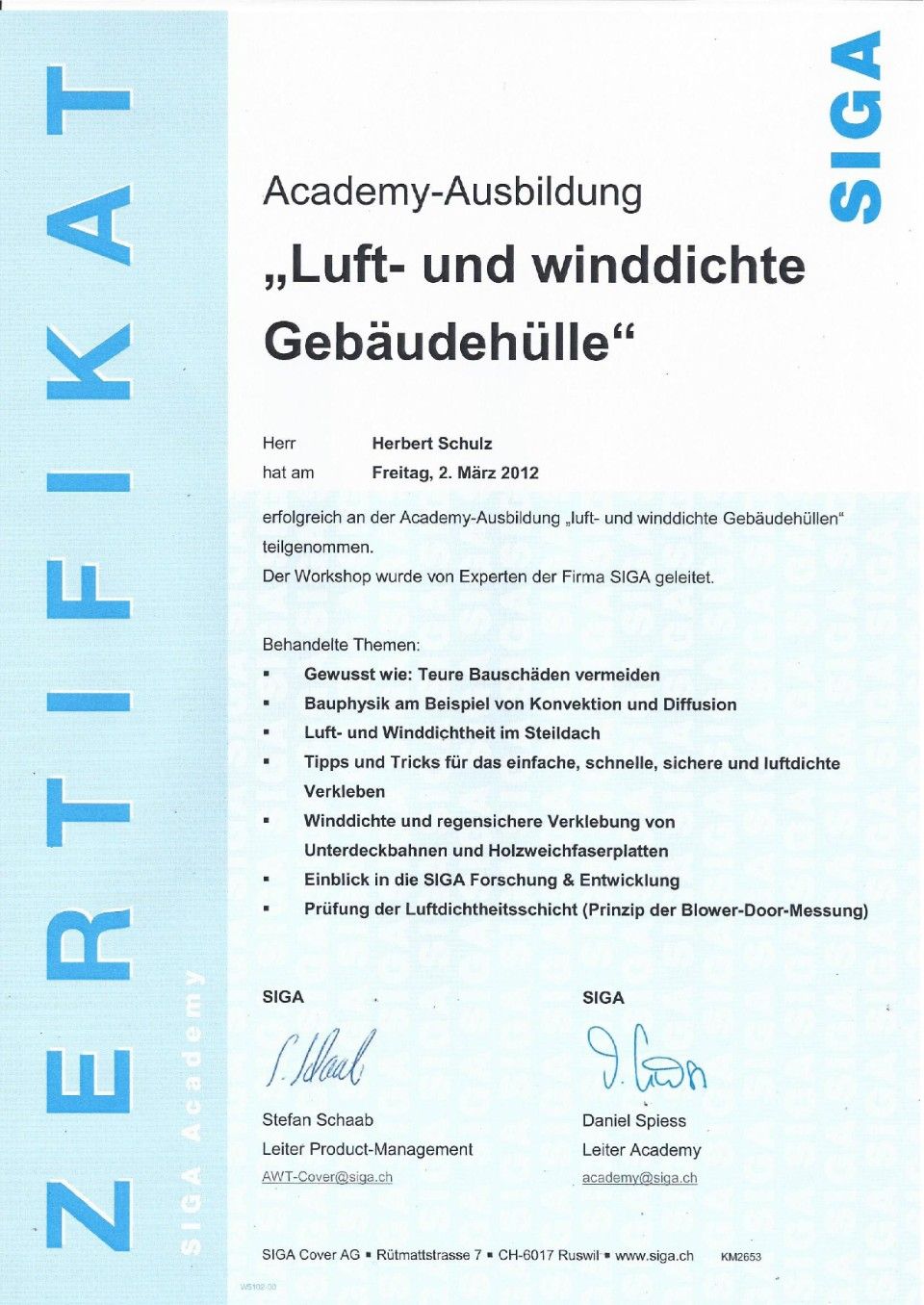 Meisterbrief Rene SChulz