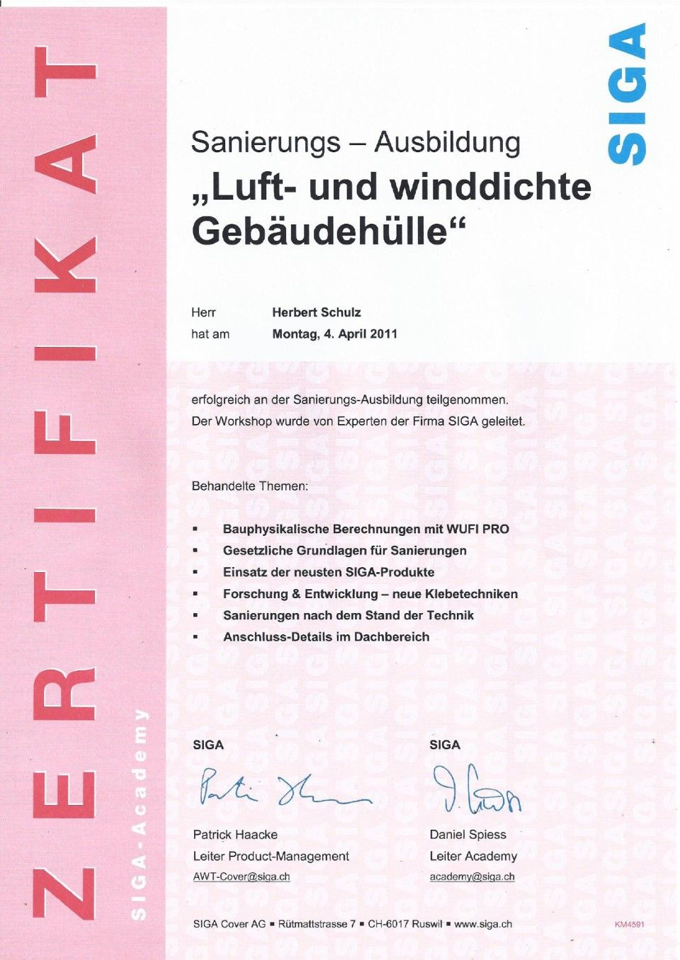 Meisterbrief Rene SChulz