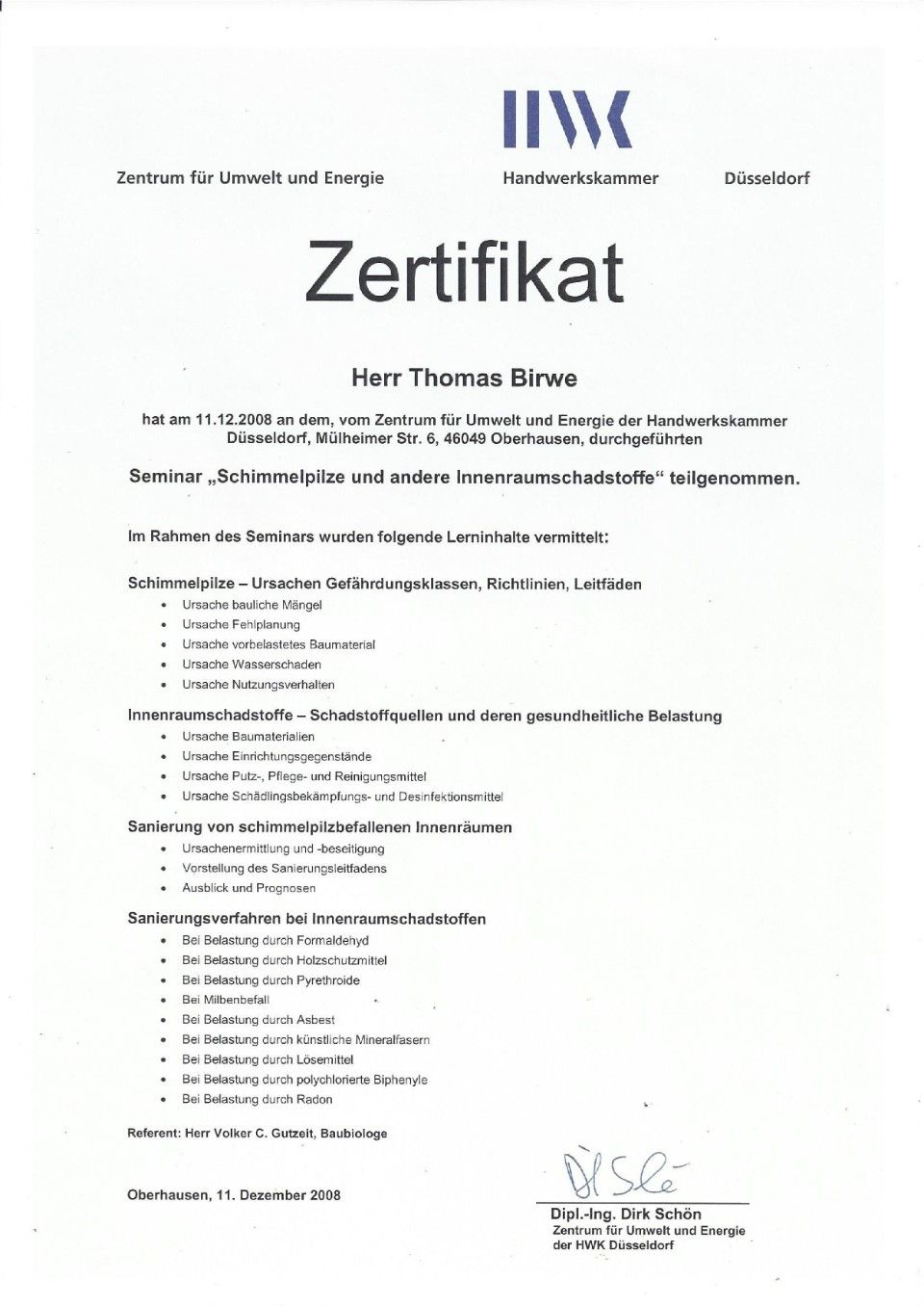 Meisterbrief Rene SChulz