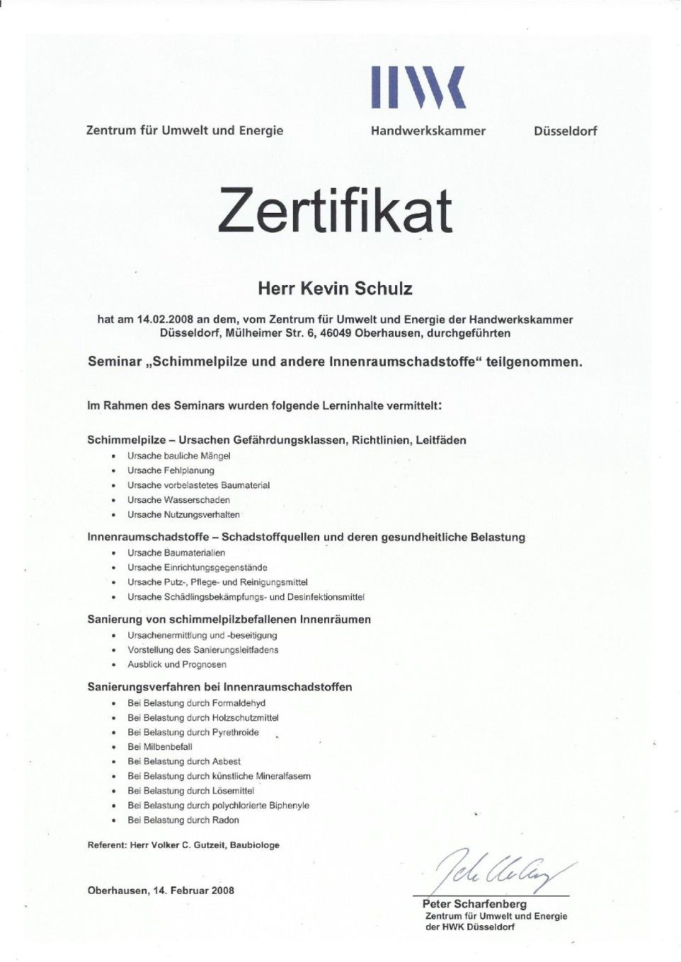 Meisterbrief Rene SChulz