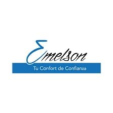 El logotipo de Emerson Tu Confort de Confianza es azul y blanco.
