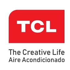 El logotipo de TCL es rojo y blanco y dice 