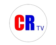 El logotipo de CR TV está en un círculo sobre un fondo blanco.