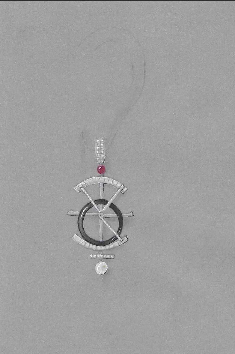 Astrolabe earring sketch by ZHOU