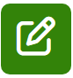 Cuadrado verde con lápiz blanco escribiendo sobre un icono de documento.