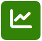 Gráfico cuadrado verde con línea blanca con tendencia ascendente.