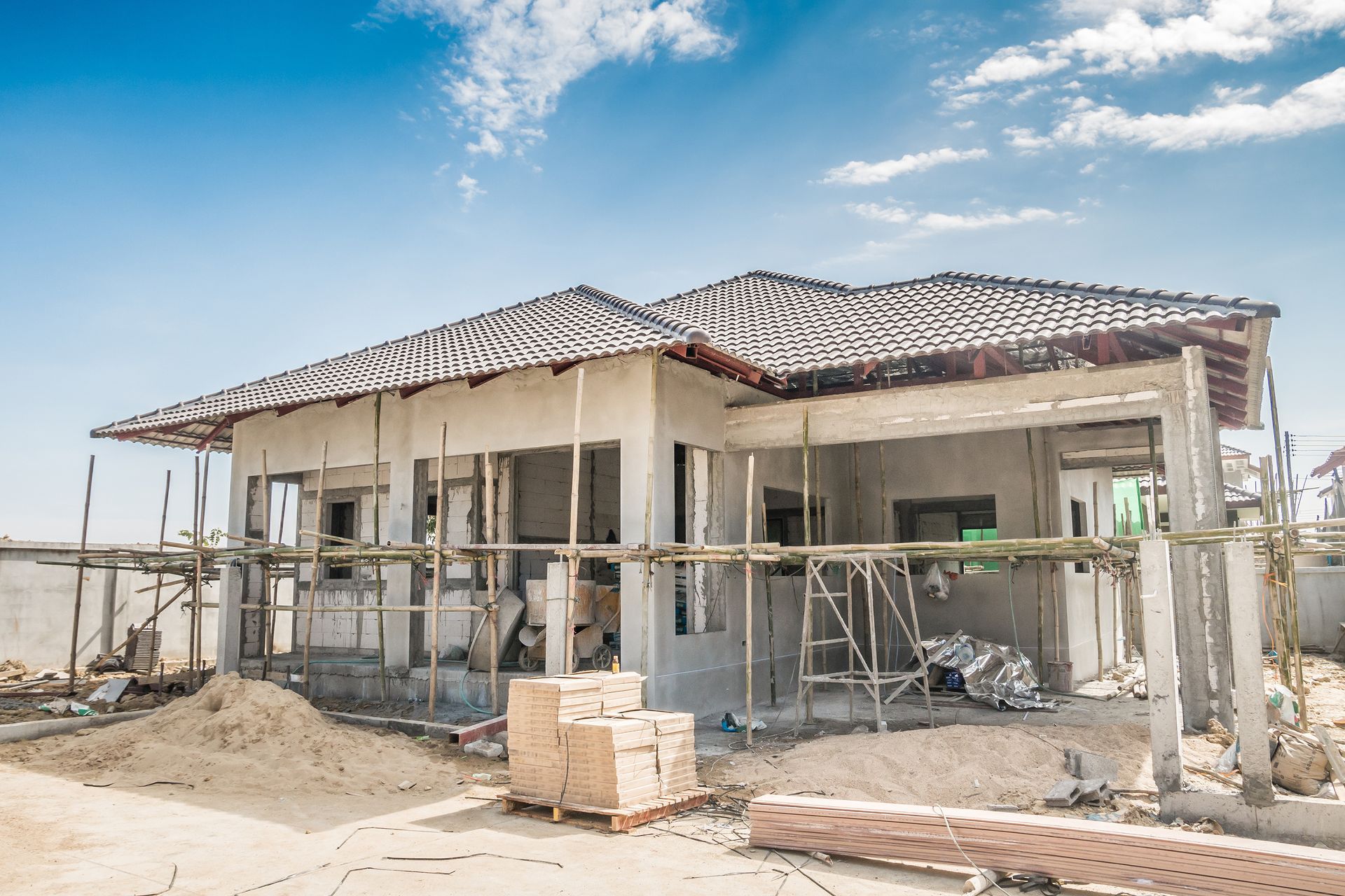 Une maison en cours de construction