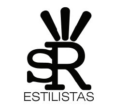 Logotipo: “SR” negro con rayos estilizados en la parte superior y “ESTILISTAS” debajo.