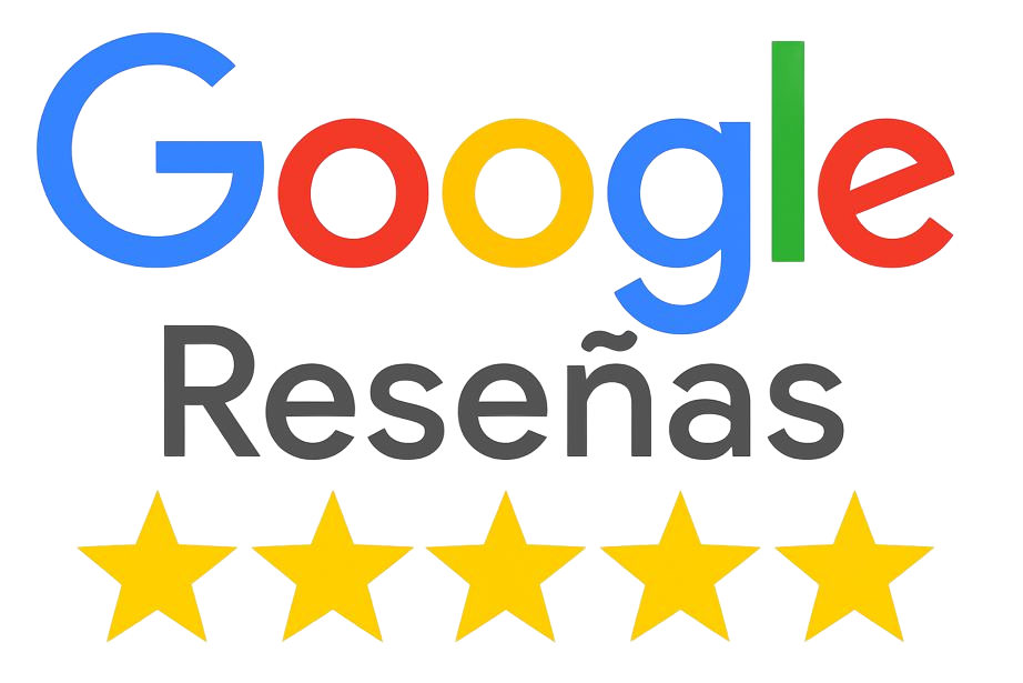 Logotipo de Google Reviews con cuatro estrellas doradas.