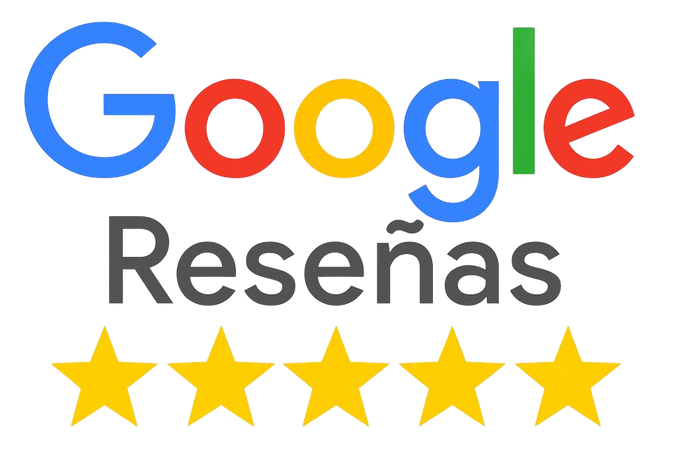 Logotipo de Google Reviews con cuatro estrellas doradas.