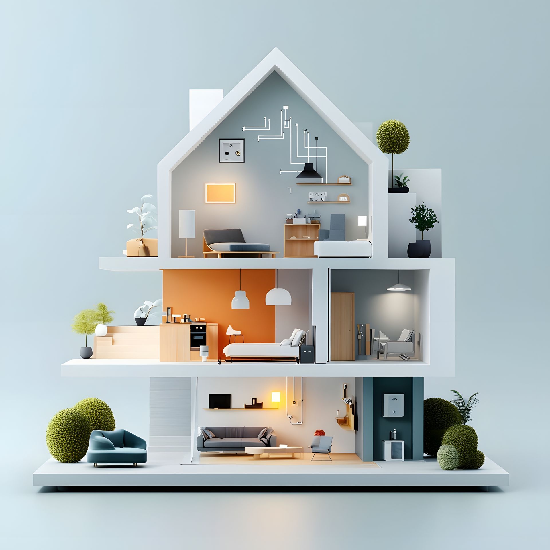 Vu d'un système électrique d'une maison moderne