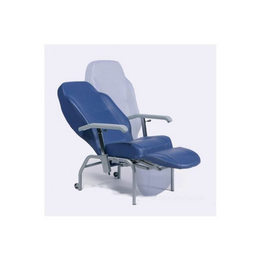 Fauteuil de repos bleu, position allongée