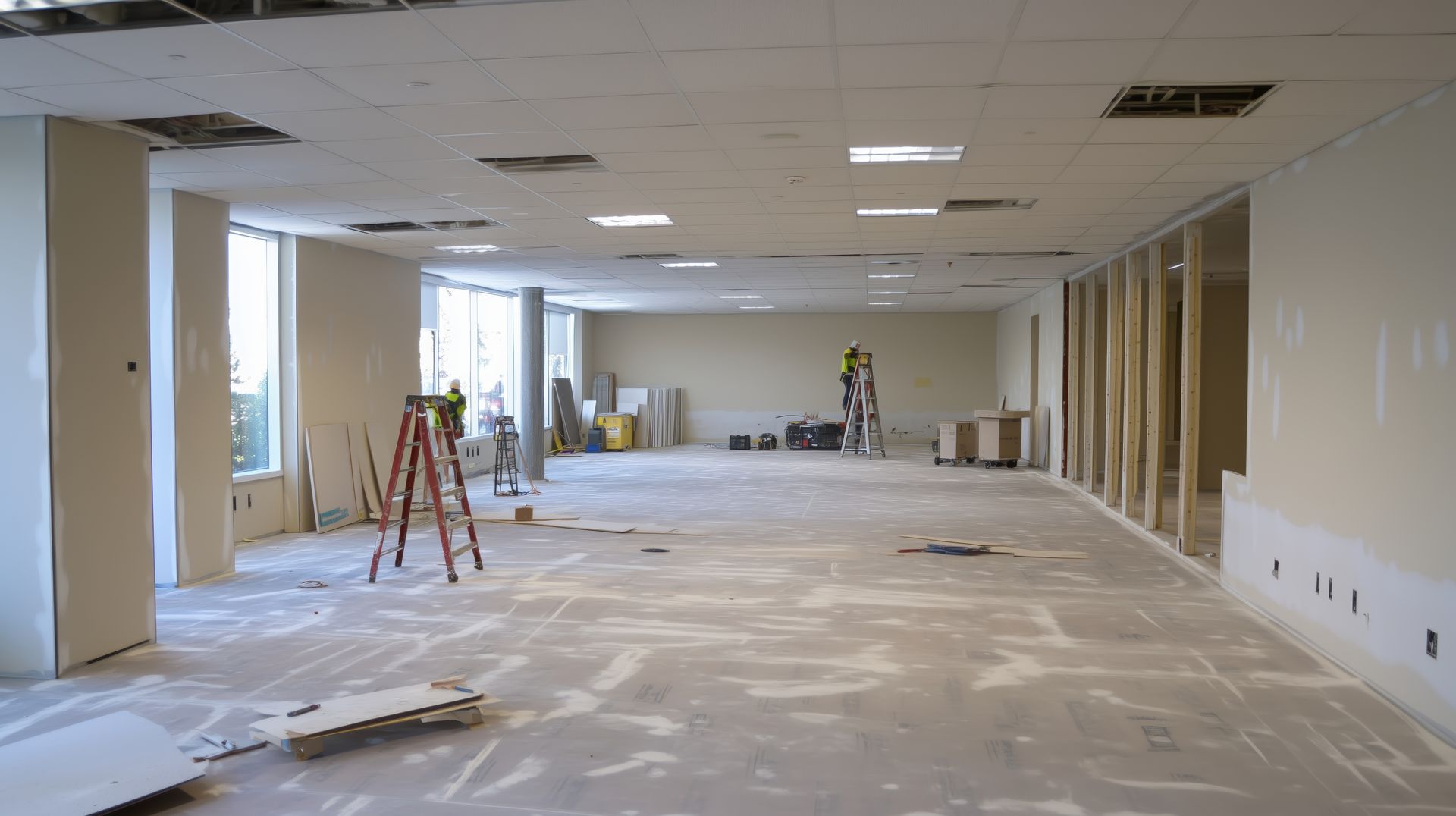 L'intérieur d'une maison en chantier.