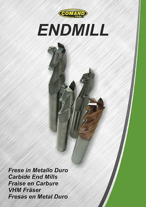 Un folleto de una empresa llamada endmill muestra una variedad de brocas.