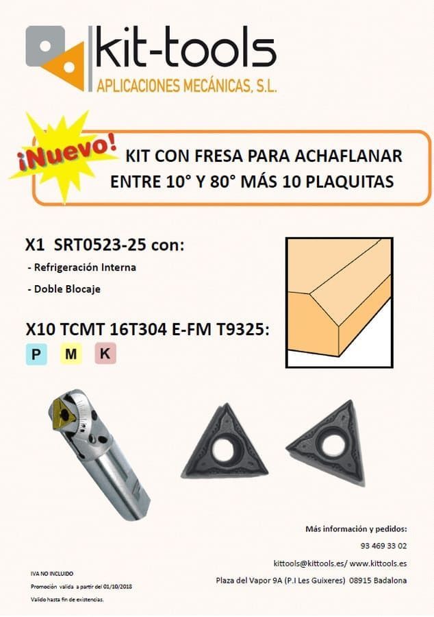 Un folleto de herramientas en kit muestra una imagen de una herramienta y una imagen de un trozo de madera.