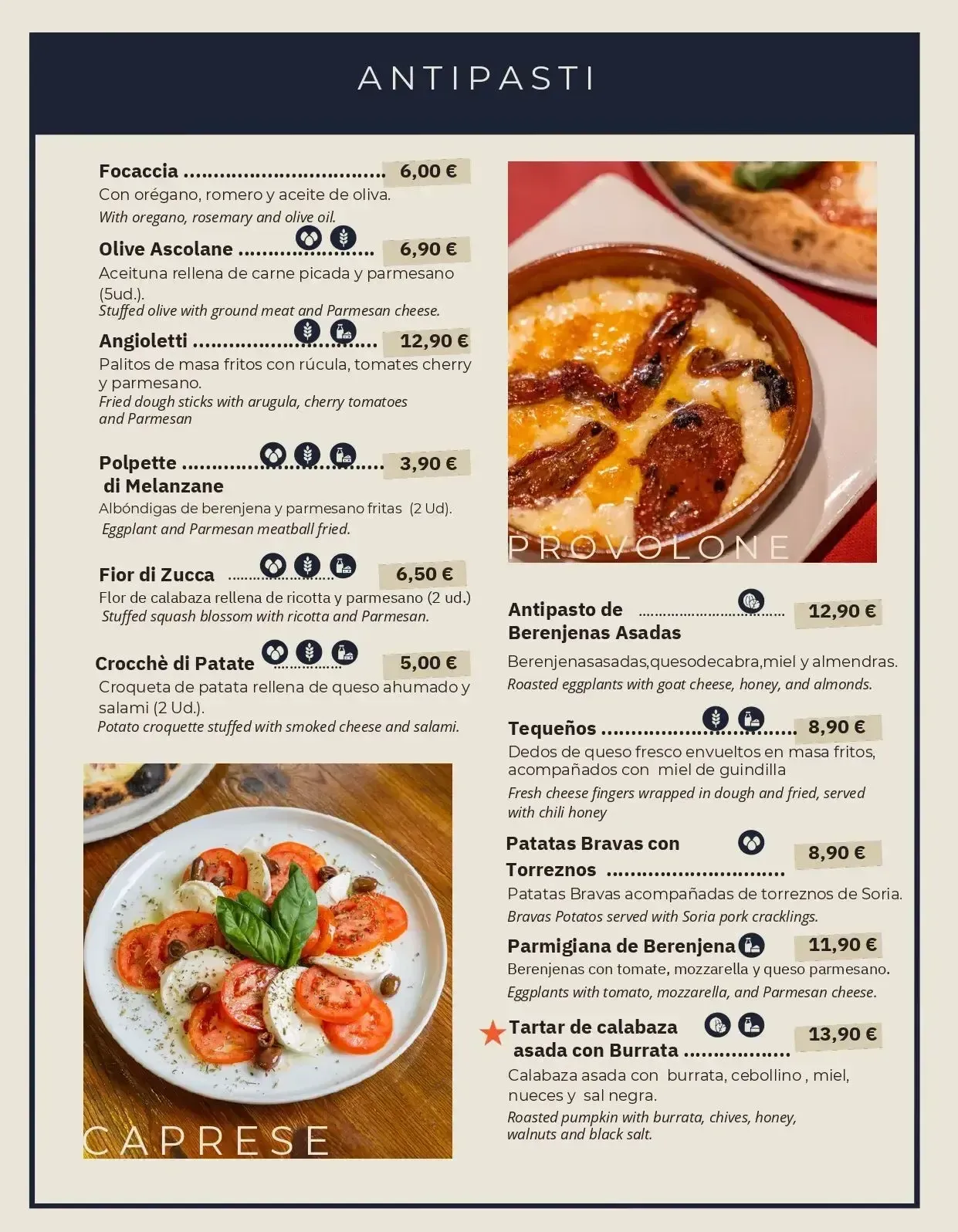 Menú con título