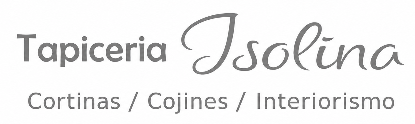Tapicería Isolina logo with gray text and subtitle “Cortinas / Cojines / Interiorismo”