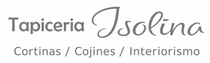 Tapicería Isolina logo with gray text and subtitle “Cortinas / Cojines / Interiorismo”