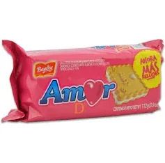 Galletas envasadas en color rosa con la etiqueta